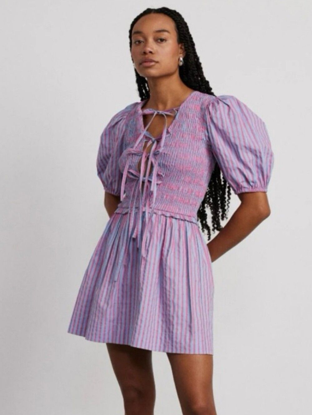 Damson Madder Bluebelle Shirred Mini Dress Size  8 - Picture 12 of 12